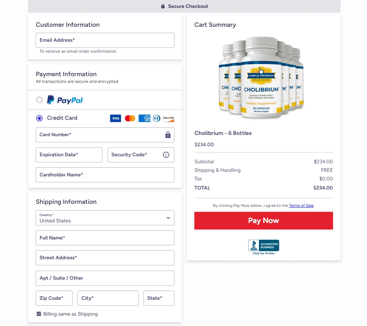 Cholibrium order-page